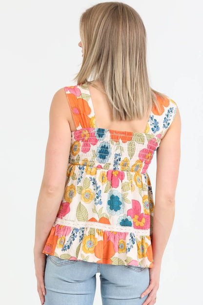 SMOCKED BODICE TANK TOP
